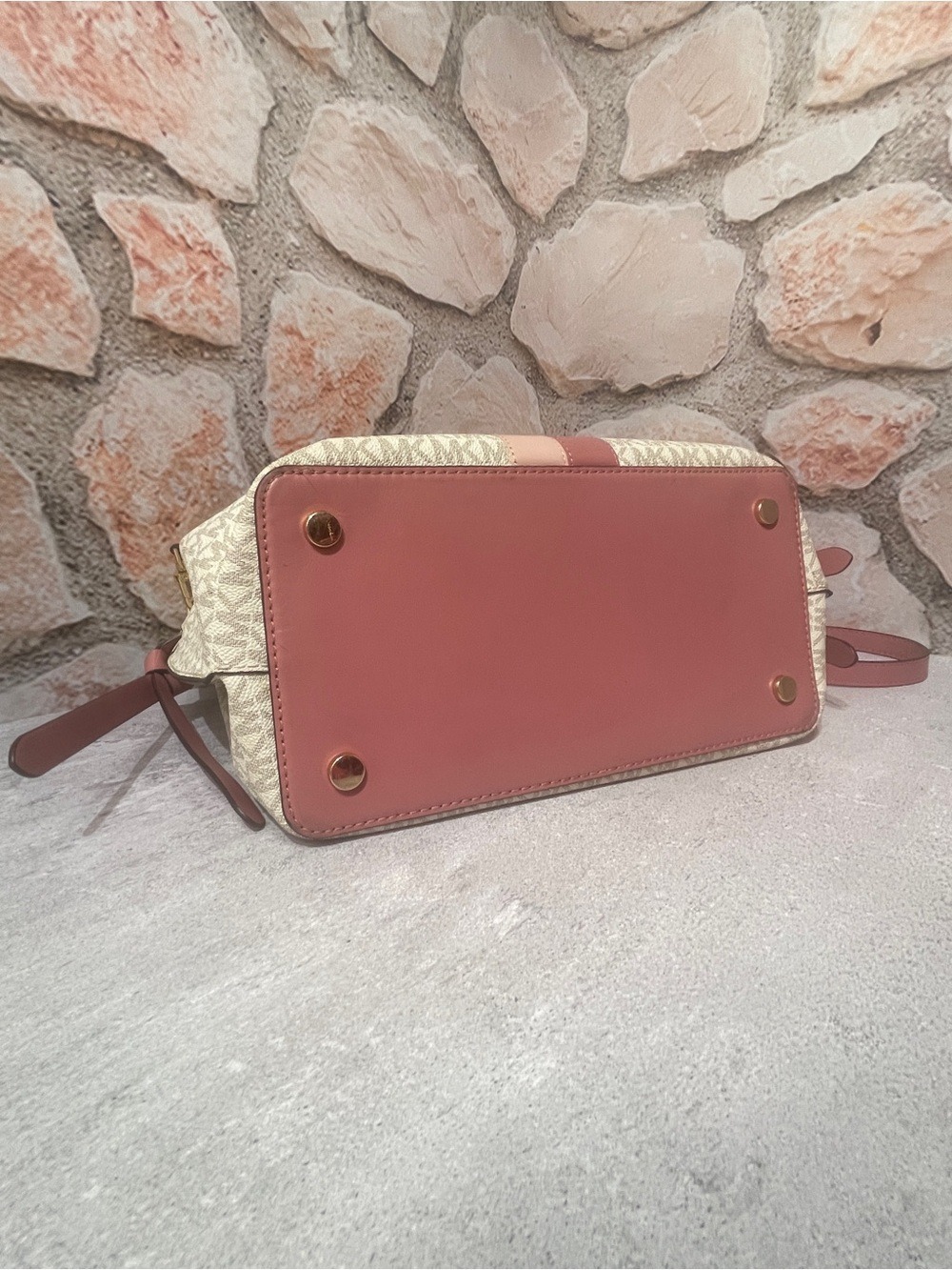 Michael Kors Rose Pink Center Stripe Legacy Hamilton Satchel & Matching Wallet - Picture 9 of 13